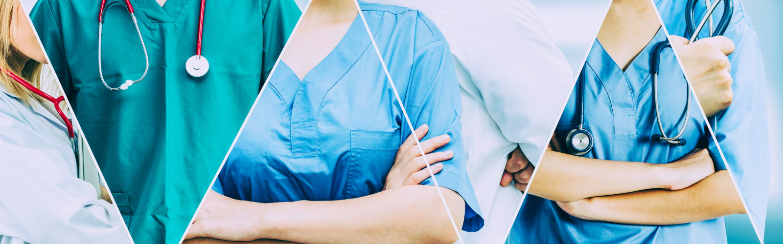 Collage mit verschiedenen medizinischen Fachkräften der Intensivpflege